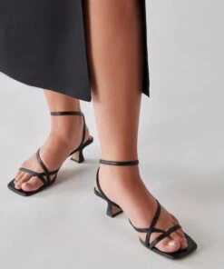 BAYLOR HEELS BLACK LEATHER -Fashion Shoe Store BAYLOR BLACK LEATHER 1 1