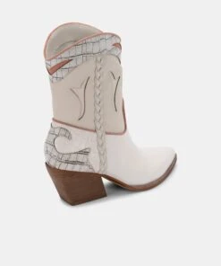 LORAL BOOTIES IVORY LEATHER 18 LORAL BOOTIES IVORY LEATHER -Fashion Shoe Store DOLCEVITA BOOTIE LORAL IVORY CROCO PRINT LEATHER BACK
