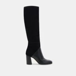 Dolce Vita FYNN WIDE CALF BOOTS BLACK MULTI EMBOSSED LEATHER