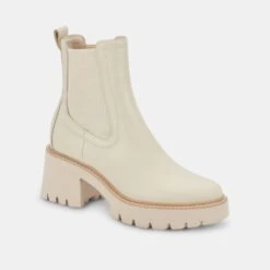 HAWK H20 WIDE BOOTIES IVORY LEATHER -Fashion Shoe Store DOLCEVITA BOOTS HAWKH2O IVORYLEATHERH2O 01