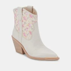 NASHE BOOTIES PINK FLORAL NUBUCK -Fashion Shoe Store DOLCEVITA BOOTS NASHE PINKFLORALNUBUCK 01