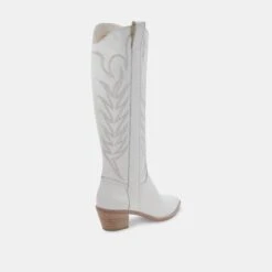 SOLEI BOOTS WHITE LEATHER -Fashion Shoe Store DOLCEVITA BOOTS SOLEI WHITE smooth EMBOSSEDLEATHER 03