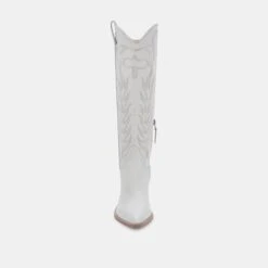 SOLEI BOOTS WHITE LEATHER -Fashion Shoe Store DOLCEVITA BOOTS SOLEI WHITE smooth EMBOSSEDLEATHER 04