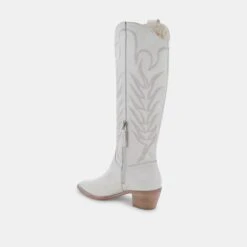 SOLEI BOOTS WHITE LEATHER -Fashion Shoe Store DOLCEVITA BOOTS SOLEI WHITE smooth EMBOSSEDLEATHER 09