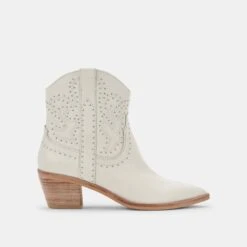 SOLOW STUD BOOTIES OFF WHITE LEATHER