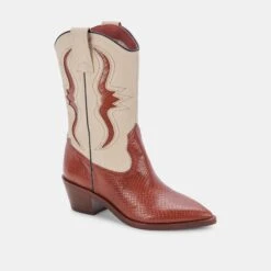 SUZZY BOOTS BROWN EMBOSSED LEATHER -Fashion Shoe Store DOLCEVITA BOOTS SUZZY BROWNMULTIEMBOSSEDLEATHER 01