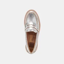 Dolce Vita ARABEL LOAFERS SILVER DISTRESSED LEATHER -Fashion Shoe Store DOLCEVITA FLATS ARABEL SILVERDISTRESSEDLEATHER 06