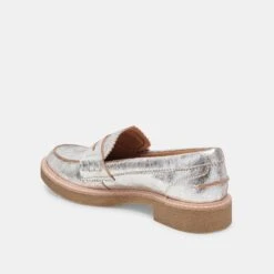 Dolce Vita ARABEL LOAFERS SILVER DISTRESSED LEATHER -Fashion Shoe Store DOLCEVITA FLATS ARABEL SILVERDISTRESSEDLEATHER 09