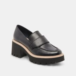 HALONA LOAFERS ONYX LEATHER -Fashion Shoe Store DOLCEVITA FLATS HALONA ONYXSUEDE 01