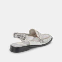 Dolce Vita HARDI LOAFERS SILVER CRACKLED LEATHER -Fashion Shoe Store DOLCEVITA FLAT HARDI SILVERCRACKLEDLEATHER 03