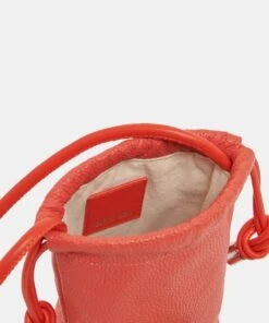 EVIE PHONE POUCH PERSIMMON SOFT PEBBLE LEATHER -Fashion Shoe Store DOLCEVITA HANDBAGS EVIE PERSIMMON PEBBLE LEATHER2