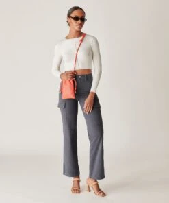 EVIE PHONE POUCH PERSIMMON SOFT PEBBLE LEATHER -Fashion Shoe Store DOLCEVITA HANDBAGS EVIE PERSIMMON PEBBLE LEATHER 1