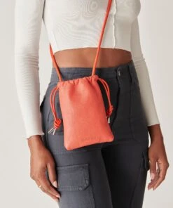 EVIE PHONE POUCH PERSIMMON SOFT PEBBLE LEATHER -Fashion Shoe Store DOLCEVITA HANDBAGS EVIE PERSIMMON PEBBLE LEATHER 5