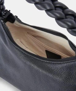 PIPPA CROSSBODY BAG BLACK LEATHER -Fashion Shoe Store DOLCEVITA HANDBAGS PIPPA BLACK PEBBLE 4