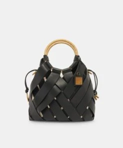 SIENNA SATCHEL BLACK WOVEN LEATHER