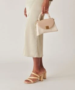 TATUM HANDBAG DUNE IVORY SOFT NAPPA LEATHER -Fashion Shoe Store DOLCEVITA HANDBAGS TATUM DUNE IVORY LEATTHER 2