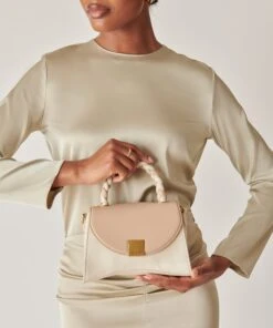 TATUM HANDBAG DUNE IVORY SOFT NAPPA LEATHER -Fashion Shoe Store DOLCEVITA HANDBAGS TATUM DUNE IVORY LEATTHER 5