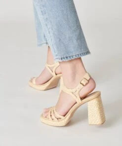 ALYSIA HEELS LT NATURAL RAFFIA -Fashion Shoe Store DOLCEVITA HEELS ALYSIA LTNATURALRAFFIA ONFOOT 2