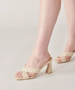 NITRO PEARL HEELS VANILLA RAFFIA -Fashion Shoe Store DOLCEVITA HEELS NITROPEARL VANILLARAFFIA ONFOOT 4