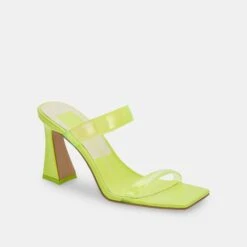 NOVAH HEELS NEON LIME VINYL -Fashion Shoe Store DOLCEVITA HEELS NOVAH NEONLIMEVINYL 01
