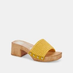 OAKLEY HEELS YELLOW RAFFIA -Fashion Shoe Store DOLCEVITA HEELS OAKLEY YELLOWRAFFIA 01