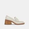 Dolce Vita TALIE LOAFERS IVORY EMBOSSED LEATHER -Fashion Shoe Store DOLCEVITA HEELS TALIE IVORYEMBOSSEDLEATHER 02