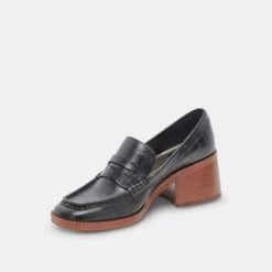 Dolce Vita TALIE LOAFERS NOIR EMBOSSED LEATHER -Fashion Shoe Store DOLCEVITA HEELS TALIE NOIREMBOSSEDLEATHER 08