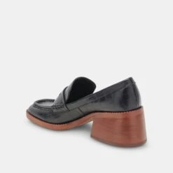 Dolce Vita TALIE LOAFERS NOIR EMBOSSED LEATHER -Fashion Shoe Store DOLCEVITA HEELS TALIE NOIREMBOSSEDLEATHER 09