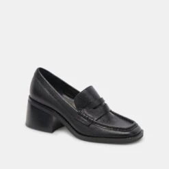 Dolce Vita TALIE LOAFERS ONYX EMBOSSED LEATHER -Fashion Shoe Store DOLCEVITA HEELS TALIE ONYXEMBOSSEDLEATHER 01