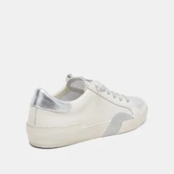 Dolce Vita ZINA SNEAKERS WHITE SILVER LEATHER -Fashion Shoe Store DOLCEVITA HEELS ZINA WHITESILVERRECYCLEDLEATHER 03
