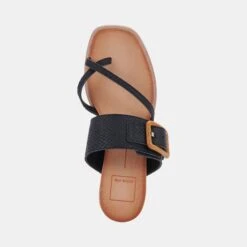 PERRIS SANDALS BLACK EMBOSSED LEATHER -Fashion Shoe Store DOLCEVITA SANDALS PERRIS BLACKEMBOSSEDLEATHER 06