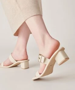 RIVA SANDALS IVORY LEATHER -Fashion Shoe Store DOLCEVITA SANDALS RIVA IVORYLEATHER ONFOOT 1