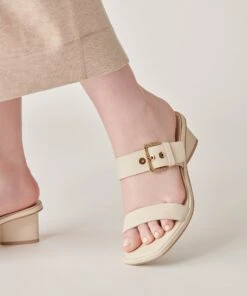 RIVA SANDALS IVORY LEATHER -Fashion Shoe Store DOLCEVITA SANDALS RIVA IVORYLEATHER ONFOOT 3