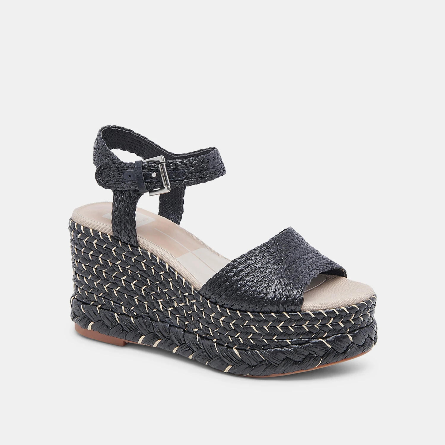 TIAGO WEDGES BLACK RAFFIA 4 TIAGO WEDGES BLACK RAFFIA - Image 2