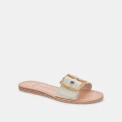 DASA SANDALS EGGSHELL EMBOSSED LEATHER -Fashion Shoe Store DOLCEVITA SLIDES DASA EGGSHELLEMBOSSEDLEATHER 01