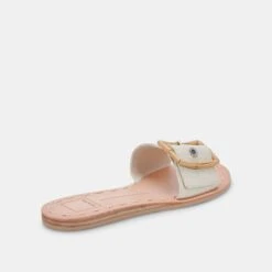 DASA SANDALS EGGSHELL EMBOSSED LEATHER -Fashion Shoe Store DOLCEVITA SLIDES DASA EGGSHELLEMBOSSEDLEATHER 03