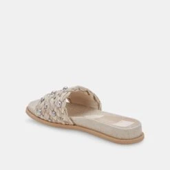 GRAZIE PEARL SANDALS OATMEAL RAFFIA -Fashion Shoe Store DOLCEVITA SLIDES GRAZIEPEARLS OATMEALRAFFIA 09
