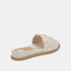GRAZIE PEARL SANDALS VANILLA RAFFIA -Fashion Shoe Store DOLCEVITA SLIDES GRAZIEPEARLS VANILLARAFFIA 03
