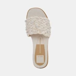 GRAZIE PEARL SANDALS VANILLA RAFFIA -Fashion Shoe Store DOLCEVITA SLIDES GRAZIEPEARLS VANILLARAFFIA 06