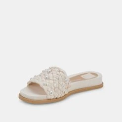GRAZIE PEARL SANDALS VANILLA RAFFIA -Fashion Shoe Store DOLCEVITA SLIDES GRAZIEPEARLS VANILLARAFFIA 08