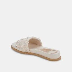 GRAZIE PEARL SANDALS VANILLA RAFFIA -Fashion Shoe Store DOLCEVITA SLIDES GRAZIEPEARLS VANILLARAFFIA 09