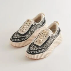 Dolce Vita DOLEN SNEAKERS WHITE BLACK WOVEN -Fashion Shoe Store DOLCEVITA SNEAKERS DOLEN WHITEBLACKKNIT 2