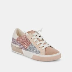 ZINA PATCH SNEAKERS ROSE GOLD MULTI GLITTER -Fashion Shoe Store DOLCEVITA SNEAKERS ZINAPATCH ROSEGOLDMULTIGLITTER 01