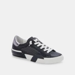ZINA PERFORATED SNEAKERS BLACK PERFORATED LEATHER -Fashion Shoe Store DOLCEVITA SNEAKERS ZINAPERF BLACKPERFORATEDLEATHER 01