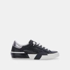ZINA PERFORATED SNEAKERS BLACK PERFORATED LEATHER