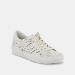 ZINA PERFORATED SNEAKERS WHITE PERFORATED LEATHER -Fashion Shoe Store DOLCEVITA SNEAKERS ZINAPERF WHITEPERFORATEDLEATHER 01