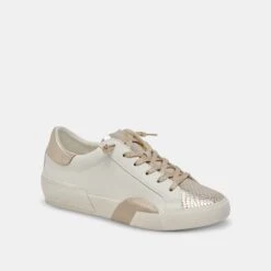 ZINA SNEAKERS WHITE GOLD LEATHER -Fashion Shoe Store DOLCEVITA SNEAKERS ZINA WHITE GOLDLEATHER 01