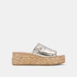 PABLOS WIDE SANDALS GOLD METALLIC LEATHER