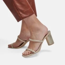 NOLES HEELS GOLD METALLIC STELLA SUEDE -Fashion Shoe Store NOLES GOLD METALLIC 02