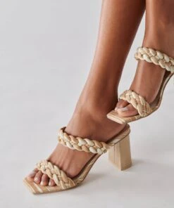 PAILY HEELS WHITE STRIPE FABRIC -Fashion Shoe Store PAILY WHITE STRIPE FABRIC 3